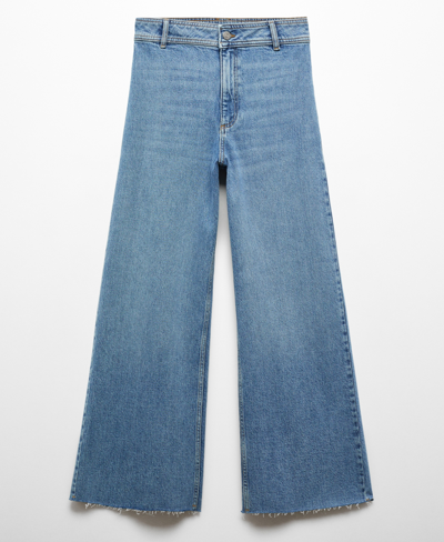 Shop Mango Women's High Waist Culotte Jeans In Medium Blue