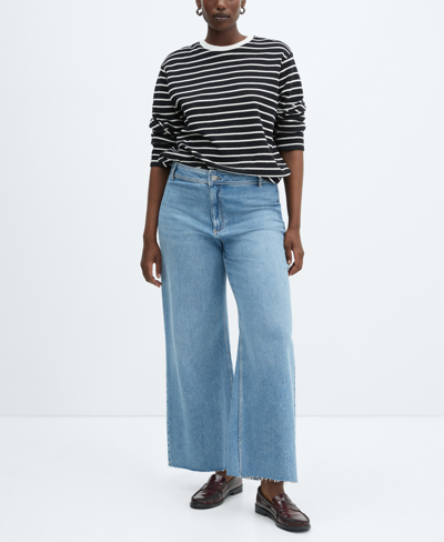 Shop Mango Women's High Waist Culotte Jeans In Medium Blue