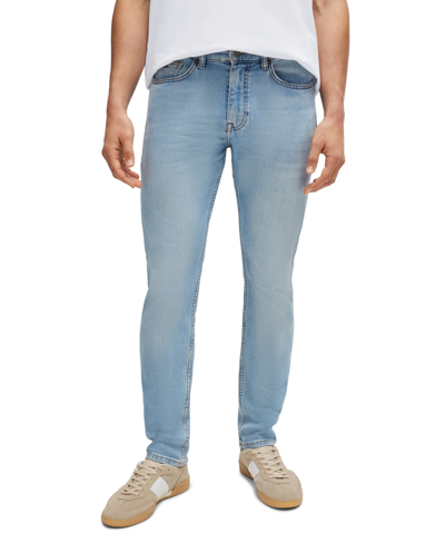 Shop Hugo Boss Boss By  Men's Comfort-stretch Slim-fit Jeans In Light,pastel Blue
