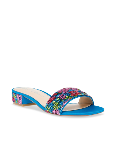 Shop Betsey Johnson Women's Sunny Slide Evening Sandals In Blue Poppy