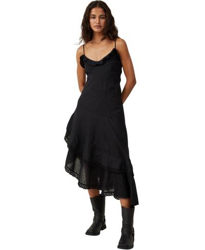 Shop Cotton On Women's Milly Spliced Asymmetrical Midi Dress In Black