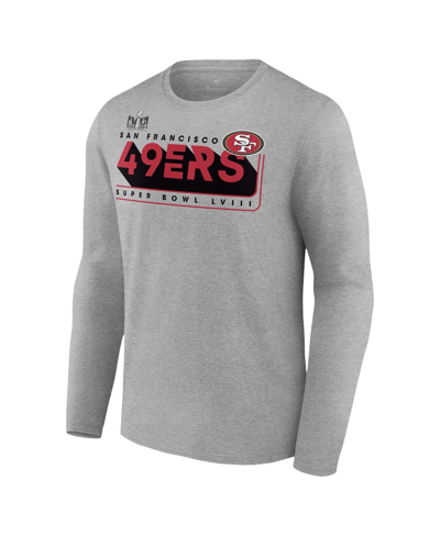 Shop Fanatics Men's  Heather Charcoal San Francisco 49ers Super Bowl Lviii Roster Long Sleeve T-shirt