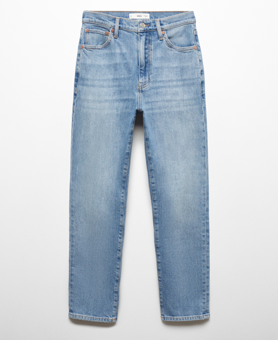 Shop Mango Women's Slim Cropped Jeans In Medium Blue