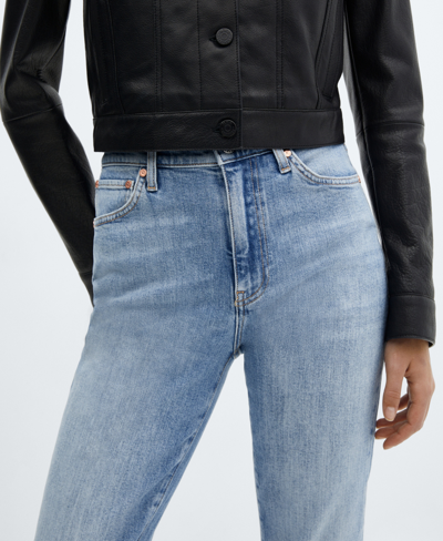 Shop Mango Women's Slim Cropped Jeans In Medium Blue
