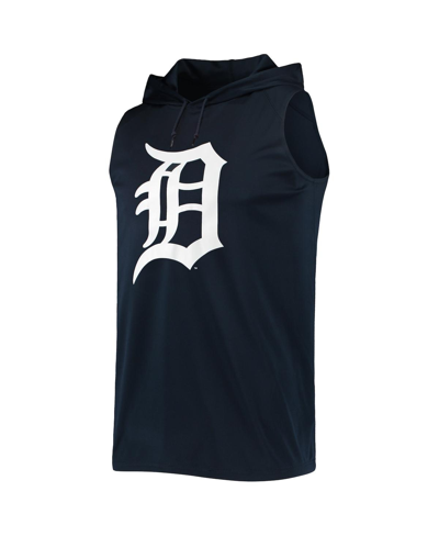 Shop Stitches Men's  Navy Detroit Tigers Sleeveless Pullover Hoodie
