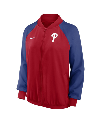 Shop Nike Women's  Red Philadelphia Phillies Authentic Collection Team Raglan Performance Full-zip Jacket