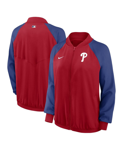 Shop Nike Women's  Red Philadelphia Phillies Authentic Collection Team Raglan Performance Full-zip Jacket