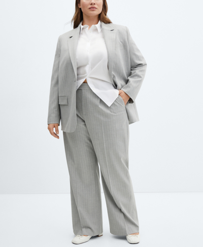 Shop Mango Women's Pinstripe Suit Blazer In Medium Heather Gray