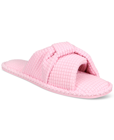 Shop Charter Club Women's Textured Knot-top Slippers, Created For Macy's In Baby Showe Pink