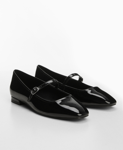 Shop Mango Women's Patent Leather Effect Ballerina In Black