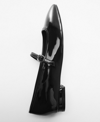 Shop Mango Women's Patent Leather Effect Ballerina In Black