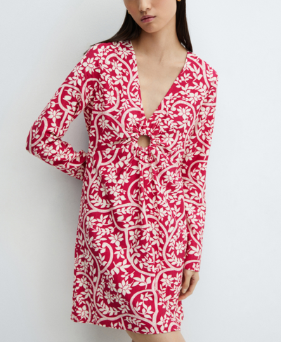 Shop Mango Women's Floral Print Dress In Fuchsia