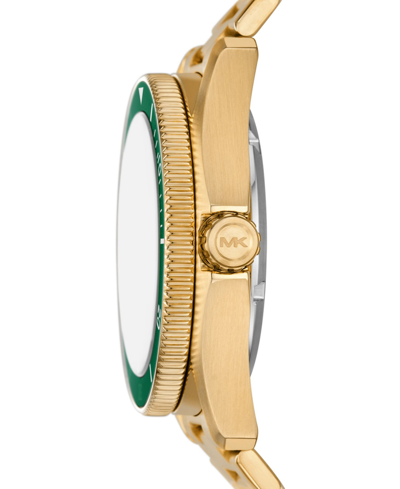 Shop Michael Kors Men's Maritime Three-hand Gold-tone Stainless Steel Watch 42mm