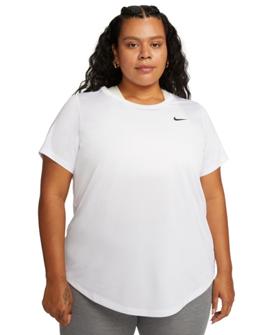 Shop Nike Plus Size Active Dri-fit Women's Short-sleeve Logo T-shirt In White,black