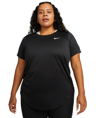 Shop Nike Plus Size Active Dri-fit Women's Short-sleeve Logo T-shirt In White,black