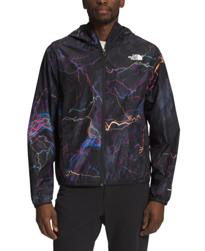 Shop The North Face Men's Novelty Cyclone Logo Wind Hoodie In Tnf Black Trail Glow Print