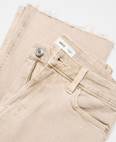 Shop Mango Women's Crop Flared Jeans In Sand