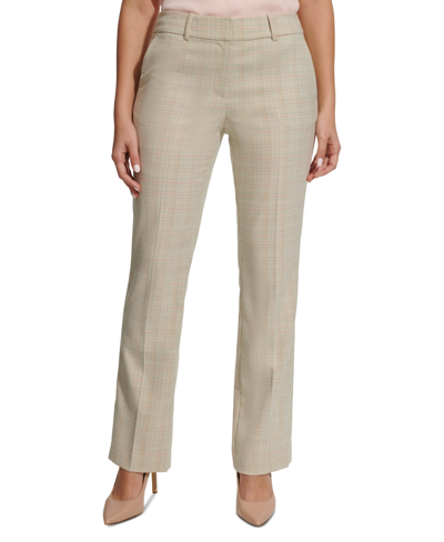 Shop Tommy Hilfiger Women's Check Sutton Bootcut Pants In Khaki Multi