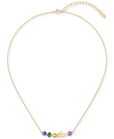 Lacoste Gold-tone Deva Multicolor Stone Pendant Necklace, 17" + 2" Extender In Gold