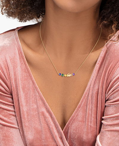 Lacoste Gold-tone Deva Multicolor Stone Pendant Necklace, 17" + 2" Extender In Gold