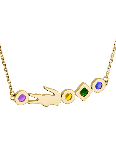Lacoste Gold-tone Deva Multicolor Stone Pendant Necklace, 17" + 2" Extender In Gold