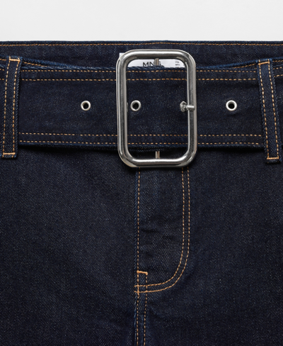 Shop Mango Women's Belt Detail Flared Jeans In Open Blue