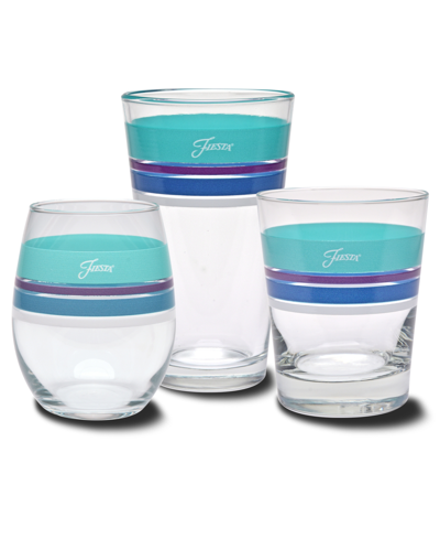 Fiesta Coastal Edgeline 16-ounce Tapered Cooler Glass, Set Of 4 In Multi