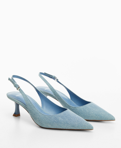 Shop Mango Women's High-heeled Denim Shoes In Medium Blue