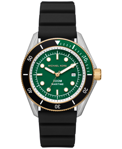 Shop Michael Kors Men's Maritime Three-hand Black Silicone Watch 42mm