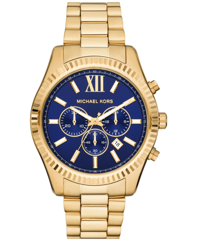 Shop Michael Kors Men's Lexington Chronograph Gold-tone Stainless Steel Watch 44mm