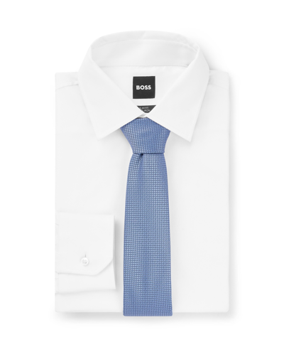 Shop Hugo Boss Boss By  Men's All-over Jacquard Pattern Tie In Light,pastel Blue
