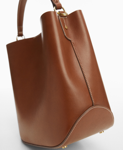 Shop Mango Women's Padlock Detail Shopper Bag In Leather