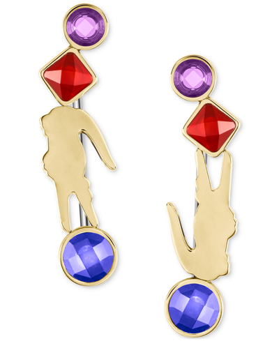 Shop Lacoste Gold-tone Deva Multicolor Stone Drop Earrings