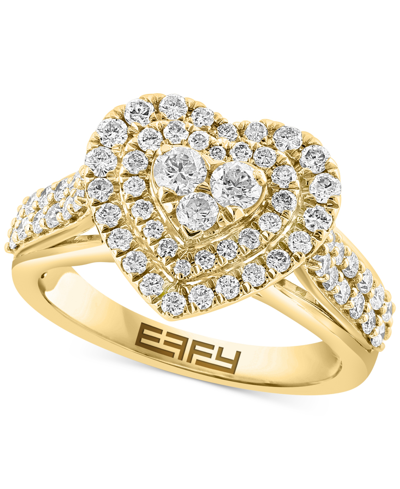 Shop Effy Collection Effy Diamond Halo Cluster Heart Ring (1-1/20 Ct. T.w.) In 14k Gold