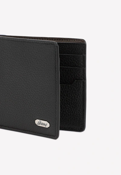 Shop Brioni Bi-fold Leather Wallet In Black