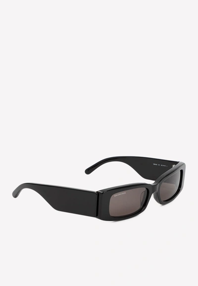Shop Balenciaga Acetate Rectangular Sunglasses In Black