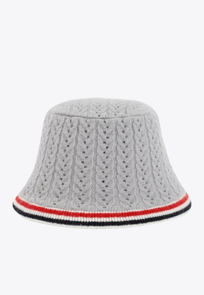 Shop Thom Browne Cable-knit Hat In Gray