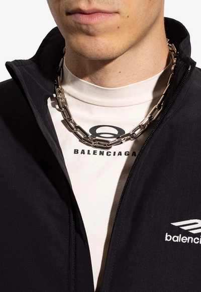 Shop Balenciaga B-pendant Chain Necklace In Silver