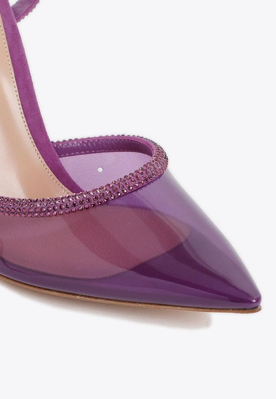 Gianvito Rossi 105 Crystal-embellished Plexiglass Pumps In Purple