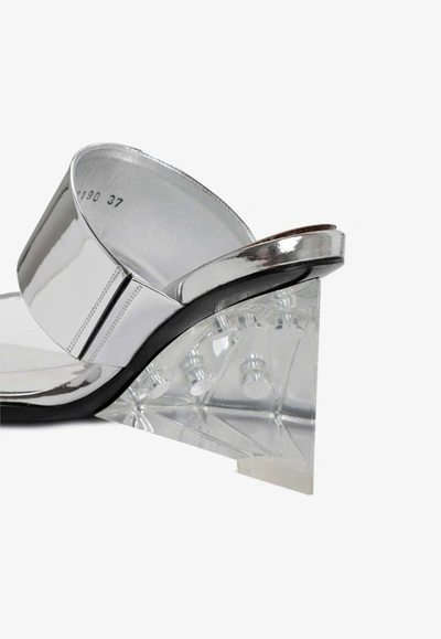 Shop Alexander Mcqueen 75 Double-strap Wedge Sandals In Metallic
