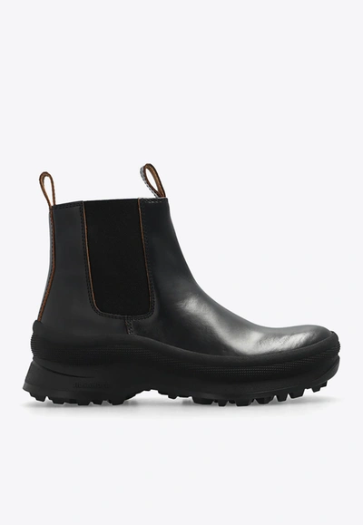 Shop Jil Sander Calf Leather Chelsea Boots In Black