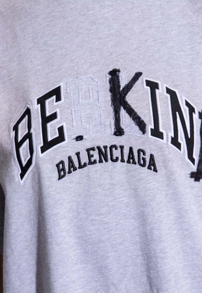 Shop Balenciaga Be Kind Oversized Crewneck T-shirt In Gray