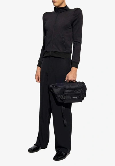 Shop Balenciaga 3b Sports Icon Zip-up Jacket In Black