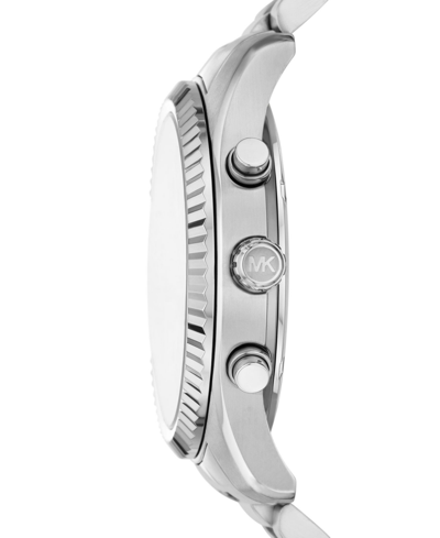 Michael Kors Men's Lexington Chronograph Silver-tone Stainless Steel Watch 44mm In Silver-tone