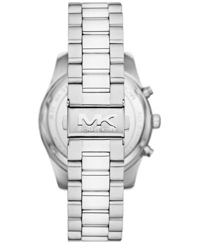 Michael Kors Men's Lexington Chronograph Silver-tone Stainless Steel Watch 44mm In Silver-tone