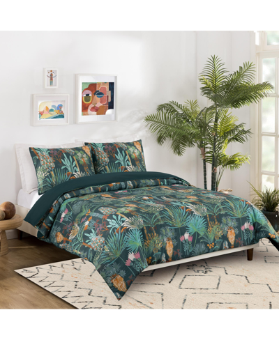 Shop Justina Blakeney Phoenix Cotton Sateen 3-pc Duvet Cover Set, King In Green