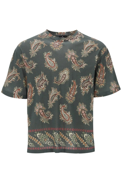 Shop Etro T Shirt Girocollo Con Stampa Paisley In Blue