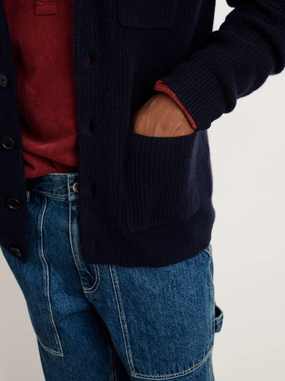 Alex Mill Ribbed Cardigan In Cashmere In Navy