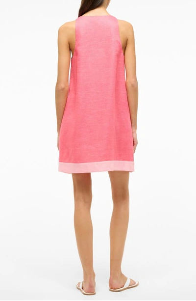 Shop Staud Allori Sleeveless Linen Shift Dress In Coral Paradise/ Pearl Pink