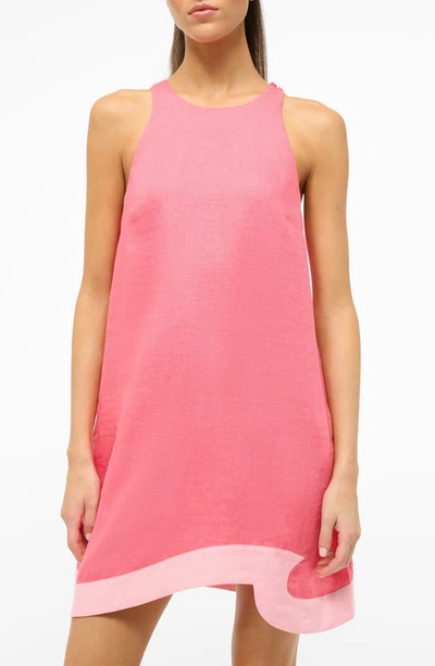 Shop Staud Allori Sleeveless Linen Shift Dress In Coral Paradise/ Pearl Pink